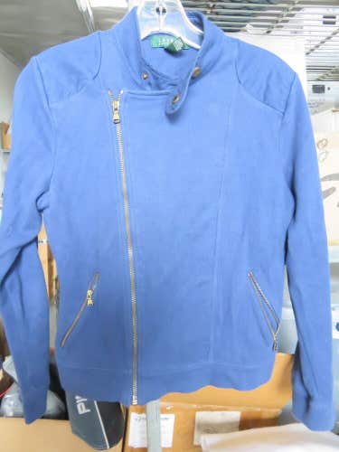 LADIES * Ralph Lauren MOTO Side Zip Sweater Jacket - Blue  Size SMALL