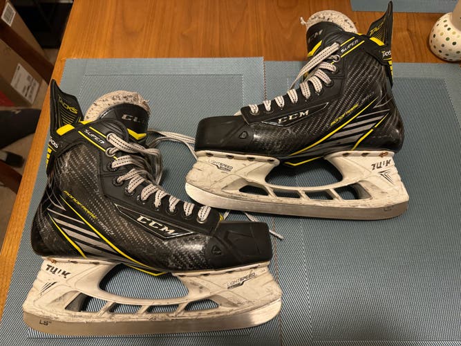 Senior Used CCM Super Tacks Hockey Skates Extra Wide Width 8 w/ Tuuk LSE Holders
