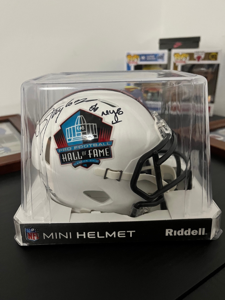 Signed Lawrence Taylor Hall of Fame mini helmet