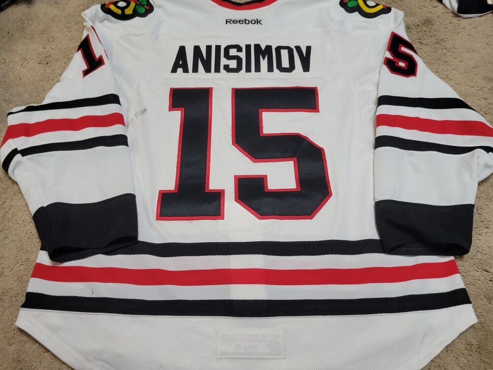 Artem Anisimov 15'16 White Chicago Blackhawks Photomatched Game Worn Jersey