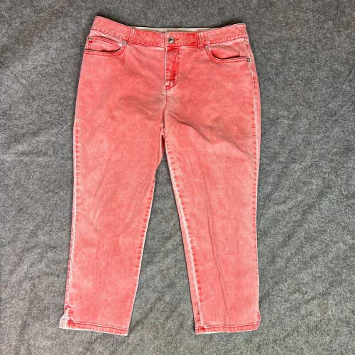Chicos Women Jeans 1 8 Pink Tapered Pant Denim Capri Medium Wash Platinum Casual