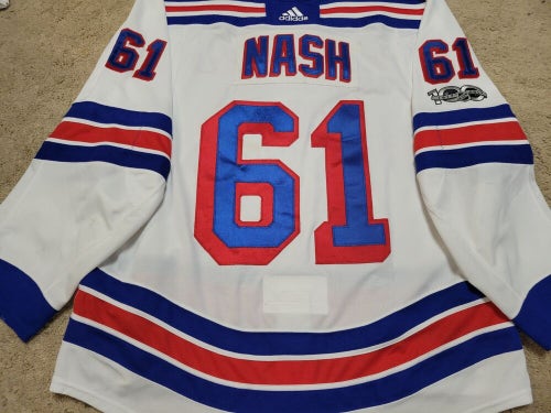 Rick Nash 17'18 "100 yr Patch" New York Rangers Photomatched Game Worn Jersey