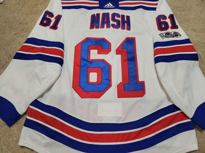 Rick Nash 17'18 "100 yr Patch" New York Rangers Photomatched Game Worn Jersey