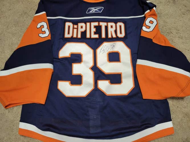 Rick DiPietro 07'08 Signed Blue New York Islanders Photomatched Game Worn Jersey