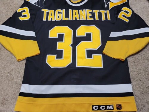 Peter Taglianetti 93'94 Black Pittsburgh Penguins Photomatched Game Worn Jersey