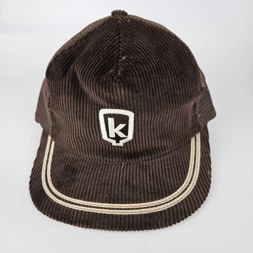 Vintage K Logo Brown Corduroy Hat Ball Cap Adjustable Size: S/M