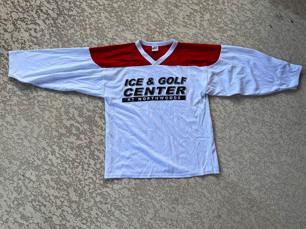 White Used Adult Small Athletic Knit Hockey Jersey