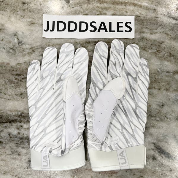 UNDER ARMOUR SPOTLIGHT RECEIVER FOOTBALL GLOVES SKILL WHITE GREY