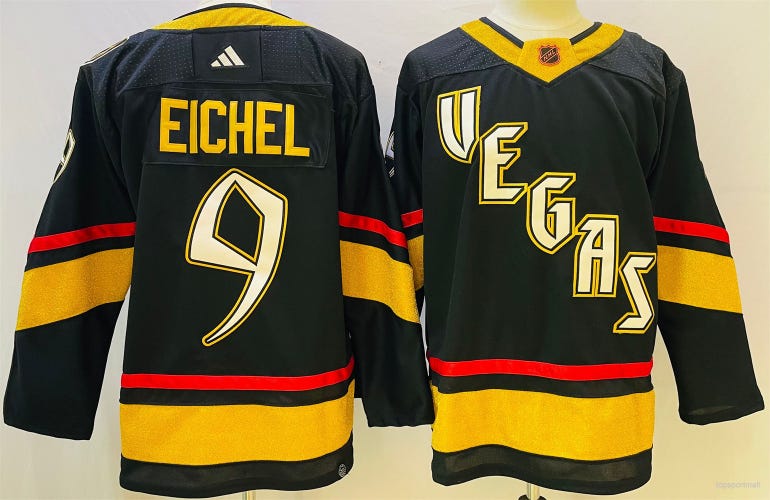 Men's Vegas Golden Knights 9 Jack Eichel Black Reverse Retro Ice Hockey Jersey Hockey Size 56