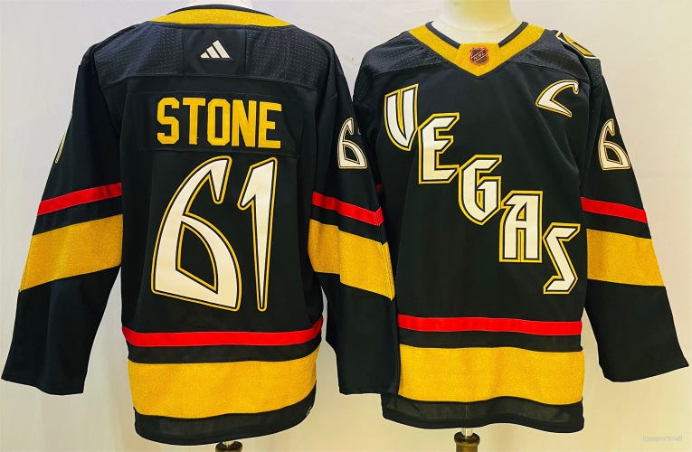 Vegas Golden Knights 61 Mark Stone Black Reverse Retro Ice Hockey Jersey size 52