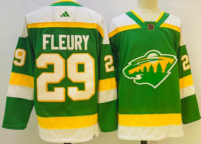 Minnesota Wild 29 Marc-Andre Fleury Green Reverse Retro Ice Hockey Jersey szie 54