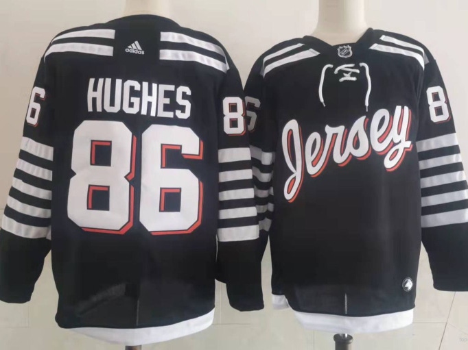 New Jersey Devils 86 Jack Hughes Black Reverse Retro Ice Hockey Jersey szie Medium