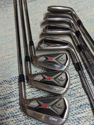 Men's Used Callaway Right Handed X Hot Pro Iron Set Regular Flex Steel Shaft