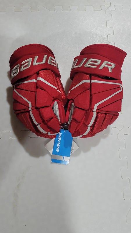 New Ohio State Buckeys Bauer Vapor Hyperlite Hockey Gloves-14"-Custom Flex Cuff-Grey Clarino Palms