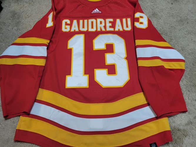 Johnny Gaudreau 21'22 200th Goal Hat Trick Flames Photomatched Game Worn Jersey