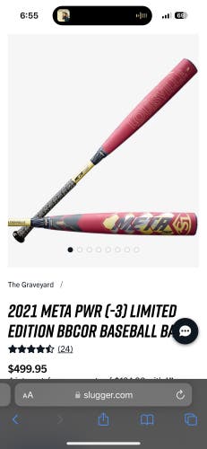 2021 Composite (-3) 30 oz 33" Limited Edition Maroon And Gold Louisville Slugger Meta Power