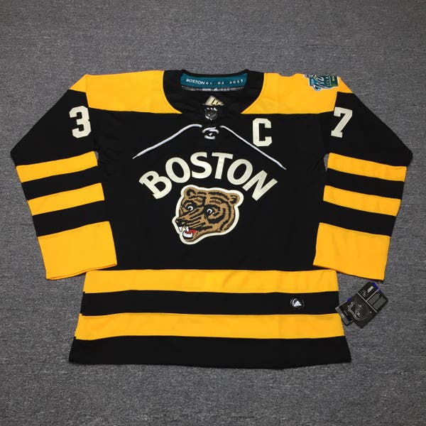 Patrice Bergeron Boston Bruins Hockey #37 Jersey Throwback Size 54