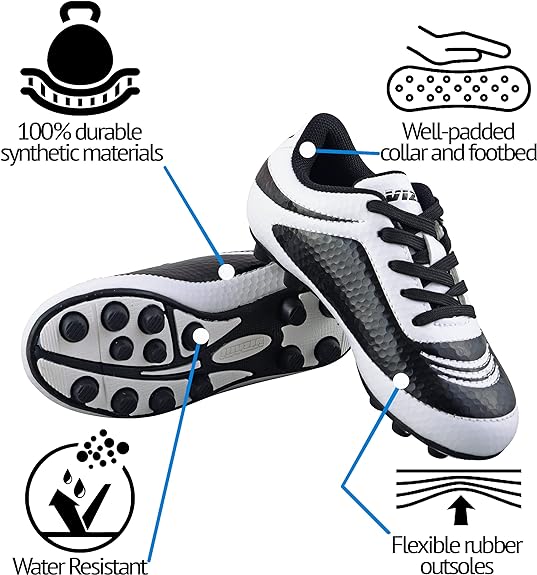 Vizari Infinity FG Soccer Cleat | White/Black | VZSE93342Y-11