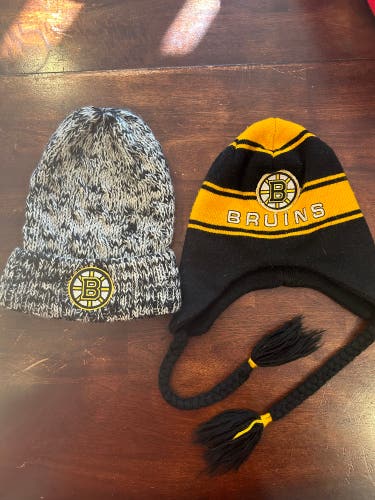 2 Boston Bruins winter hats