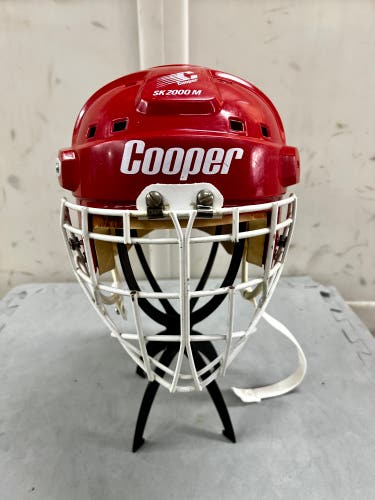 Vintage Rare Cooper Senior Red Hockey Helmet SK2000 1992 Osgood Medium with Cage