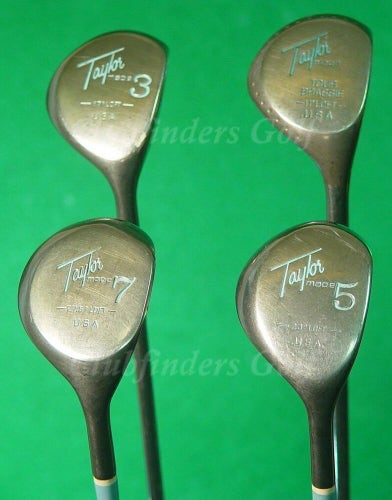 Lady TaylorMade Pittsburgh Persimmon 11° Tour Brassie, 3, 5, & 7 Woods SET OF 4