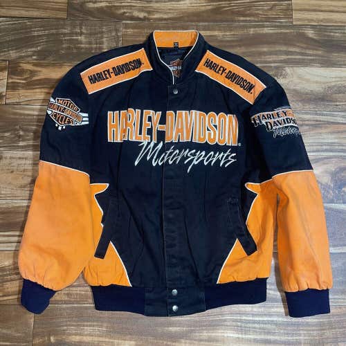 Vintage Harley Davidson Motorsports Nascar Jacket Mens Size Small Motorcycle 90s