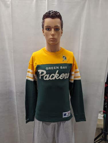 NWT Green Bay Packers Mitchell & Ness Long Sleeve Script Shirt XS NFL
