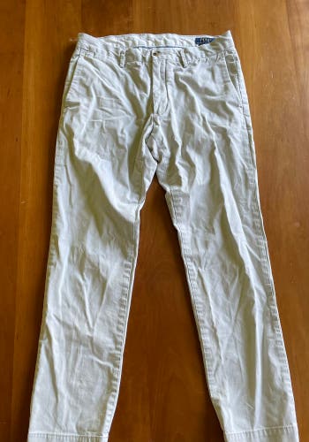 Men’s Polo Ralph Lauren 30” Waist 30” Length Stretch Slim Fit Chino Pants Stone