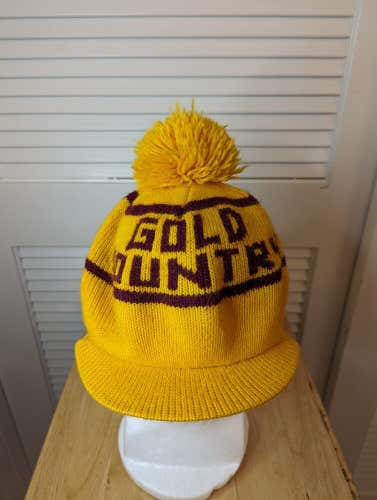 Vintage Gold Country Winter Pom-Pom Hat