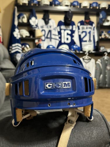 VINTAGE CCM HT2 HOCKEY HELMET DARK BLUE WITH FOAM BUMPERS LARGE 8”