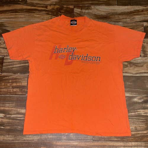 Vintage 1998 Harley Davidson Motorcycles Onalaska WI LaCrosse Orange T-Shirt XL