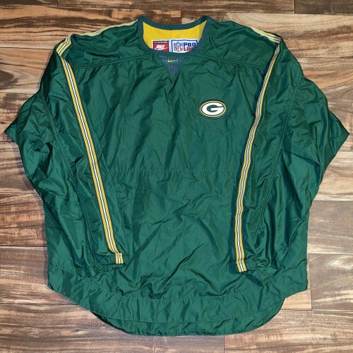 Vtg Nike Pro Line NFL Green Bay Packers Center Swoosh Windbreaker Jacket L/XL