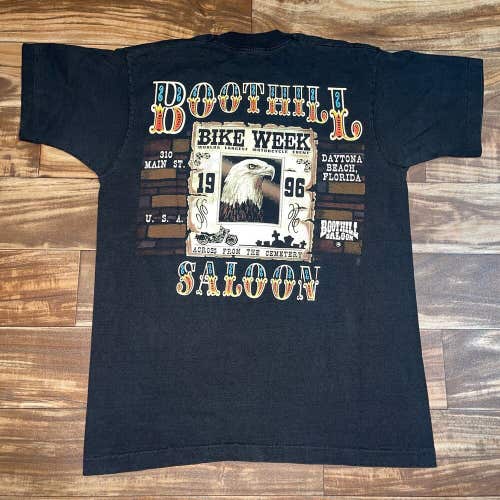 Vintage 1996 Daytona Beach Bike Week Boothill Saloon Single Stitch T-Shirt Sz L
