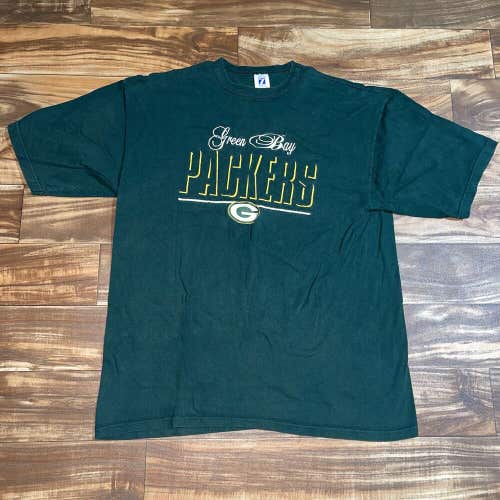 Vintage Green Bay Packers Logo 7 Embroidered Logo T-Shirt Size XL USA Made