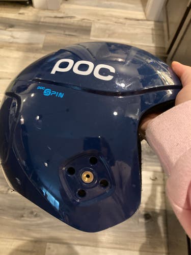 Used Men's XL POC Skull Orbic X Spin Helmet FIS Legal and black POC break away system chin bar