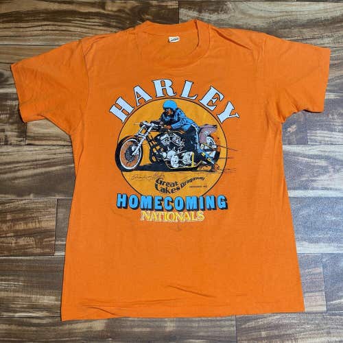 Vtg Harley Davidson Great Lakes Dragway Homecoming Nationals Screen Stars Shirt