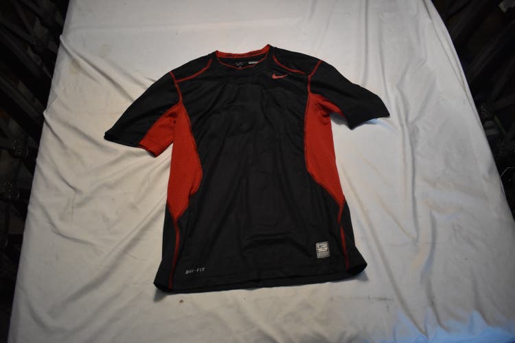 Nike Pro Combat Dri-Fit Fitted Shirt, Black/Red, Adult Small