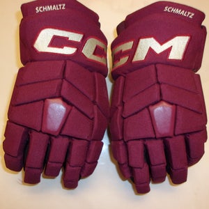 ARIZONA COYOTES Nick Schmaltz game-worn red+gold CCM 3rd style gloves (2023-2024 season)