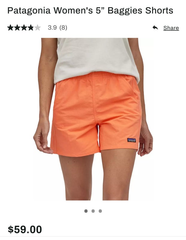 New Women's Patagonia 5” Baggies Shorts Size SMALL Tigerlily Orange MSRP $59 NWT