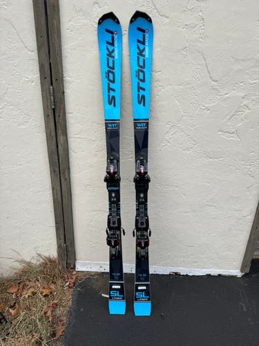 Used Unisex 2021 Stockli 155 cm Racing Laser SL FIS Skis With Bindings Max Din 16