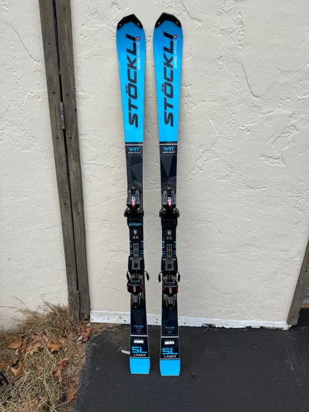 Used Unisex 2021 Stockli 155 cm Racing Laser SL FIS Skis With Bindings Max Din 16