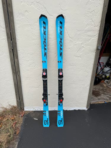 Used Unisex 2020 Stockli 155 cm Racing Laser SL FIS Skis With Bindings Max Din 10