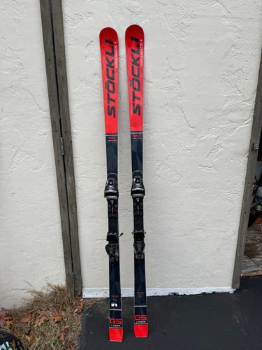 Used Unisex 2021 Stockli 184 cm Racing LASER GS FIS Skis With Bindings Max Din 16