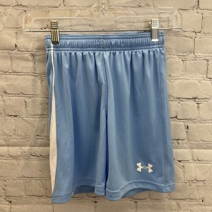 Under Armour Youth Boys UA Chaos Size Small Light Blue White Soccer Shorts NWT