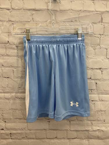 Under Armour Youth Boys UA Chaos Size Small Light Blue White Soccer Shorts NWT