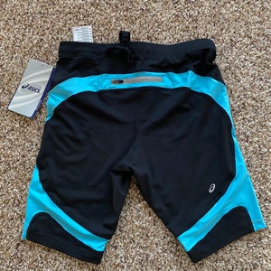 ASICS Reflective athletic Shorts Women S waist 26"-32".black/blue wz zip pocket