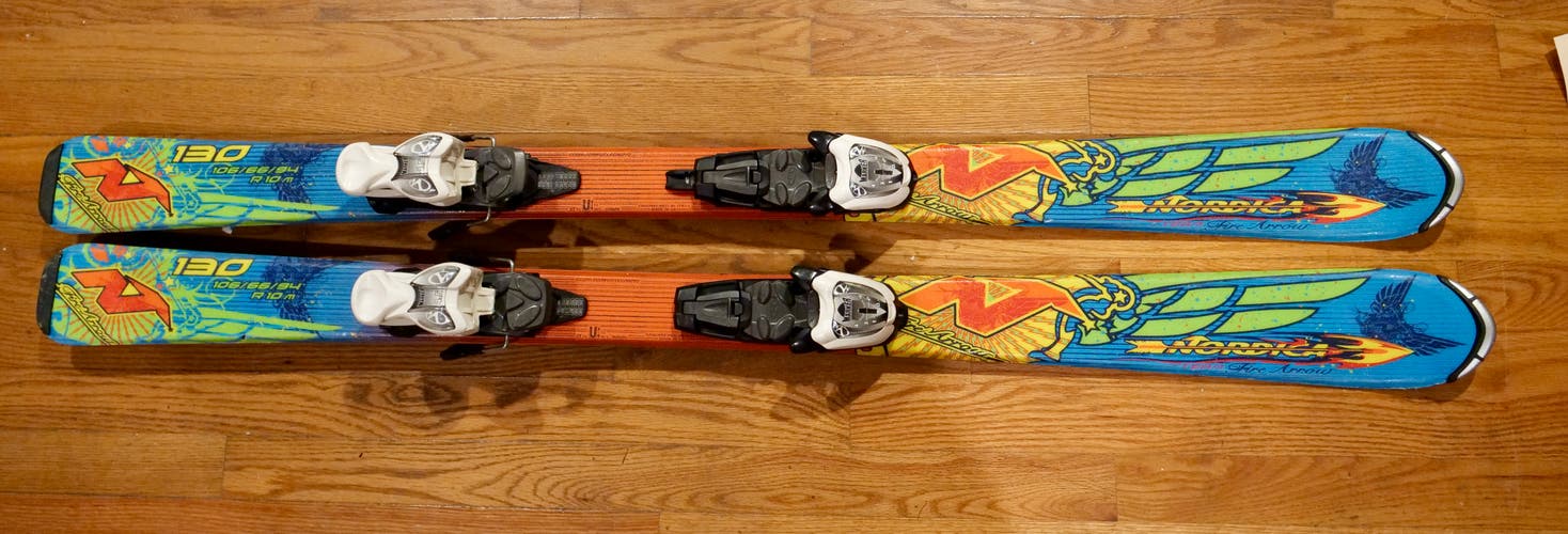 Kid's Nordica 130 cm FireArrow Team Skis With Marker Bindings