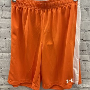 Under Armour Youth Boys UA Soccer Size Large Orange White Soccer Shorts NWT $18