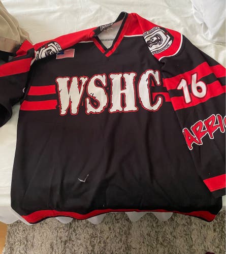 Projoy WHSC JR Warriors Black Red Used XL Hockey Jersey