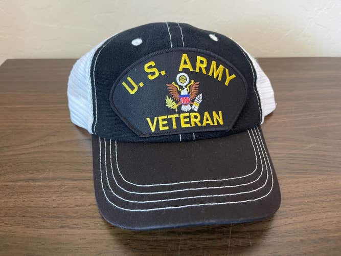 US Army Veteran MILITARY SALUTE TO SERVICE White Snapback Trucker's Cap Hat!